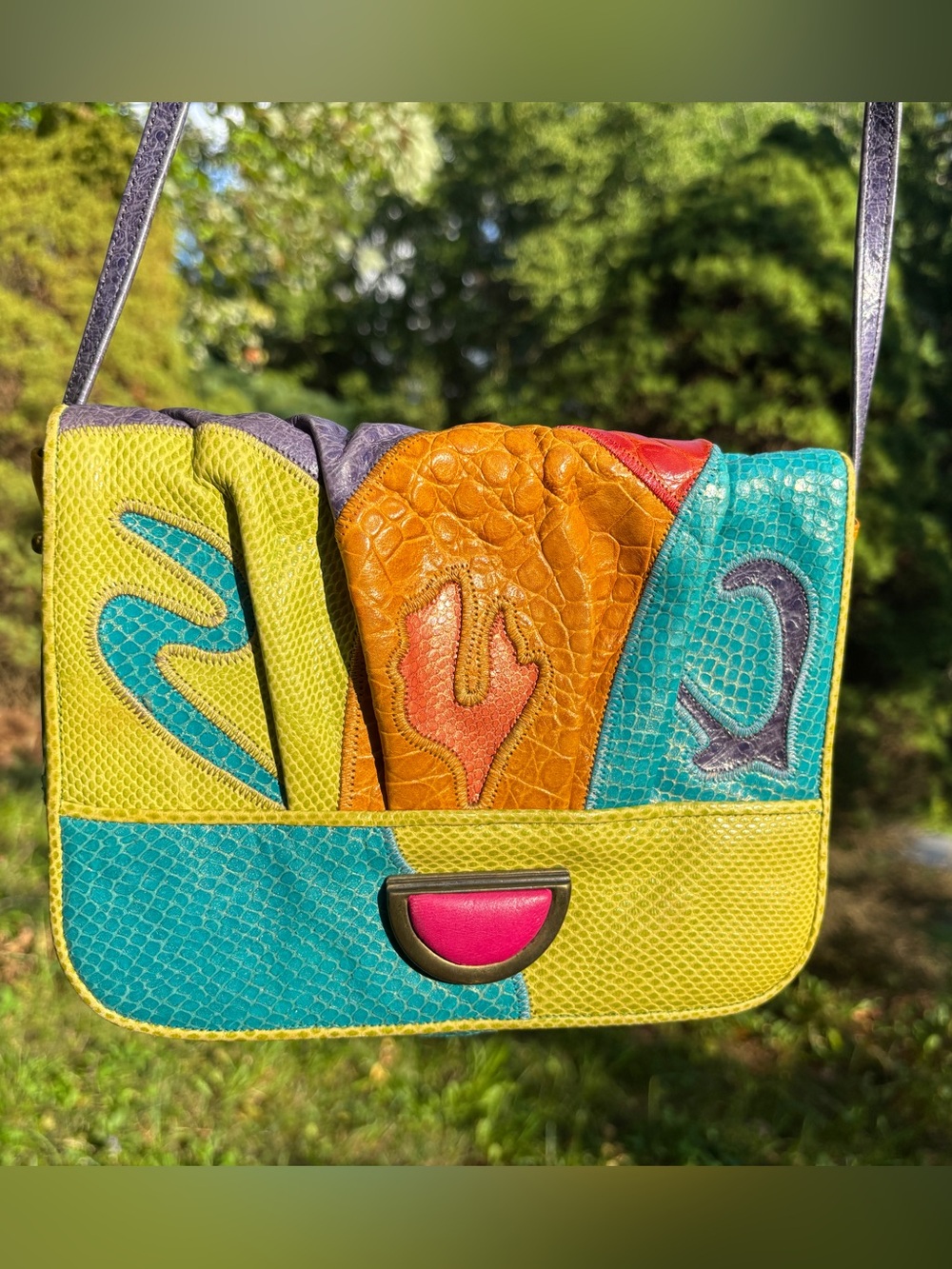 Sharif Patchwork Leather Crossbody Bag Rare Vintage